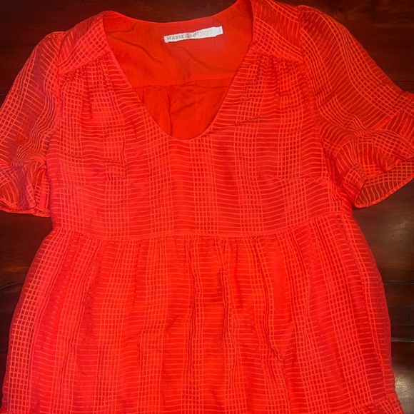 Marie Oliver Silk Knee Length Dress Sz:Xs in Orange - Picture 4 of 9